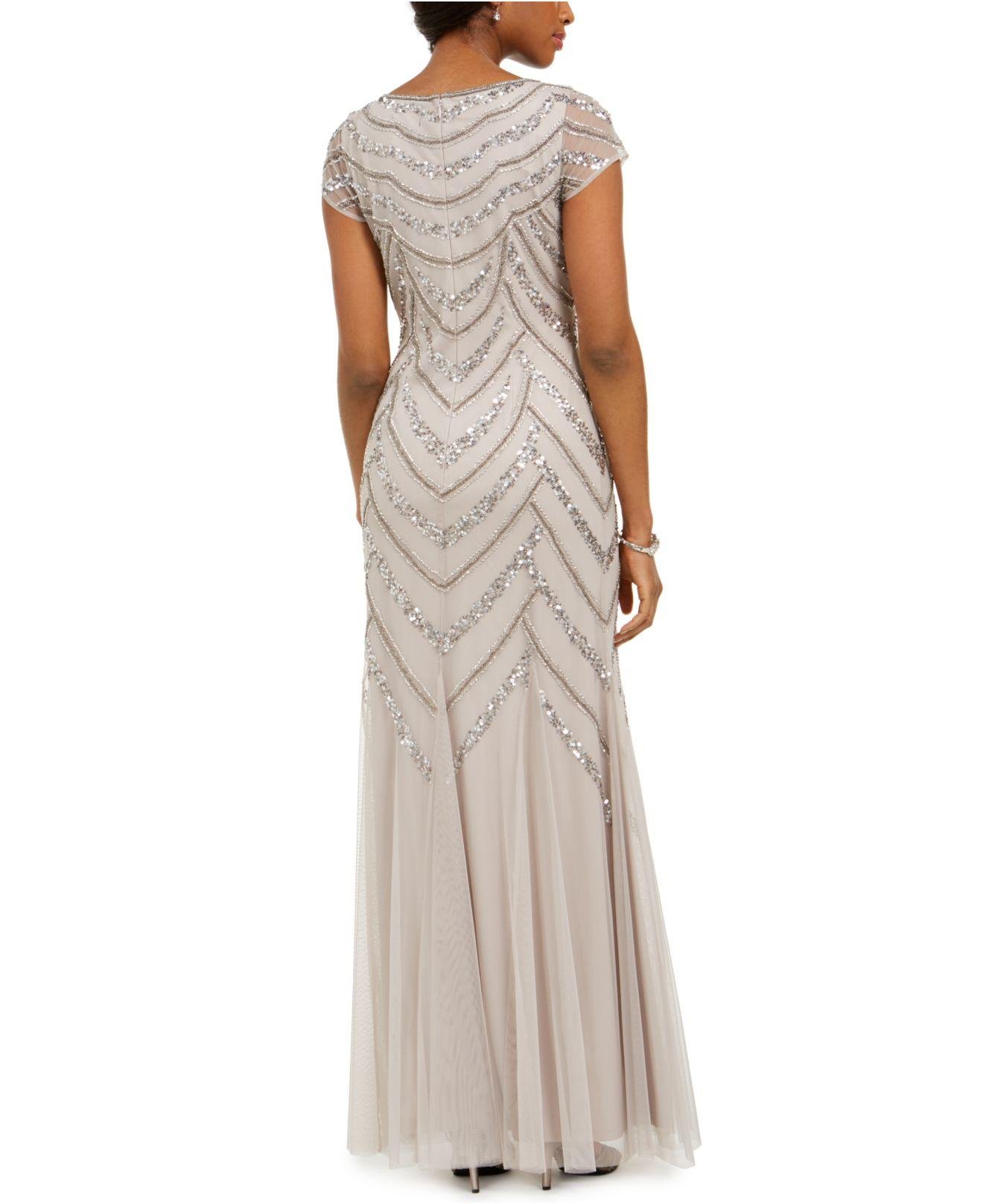 Adrianna Papell Synthetic Embellished Godet-inset Gown - Lyst