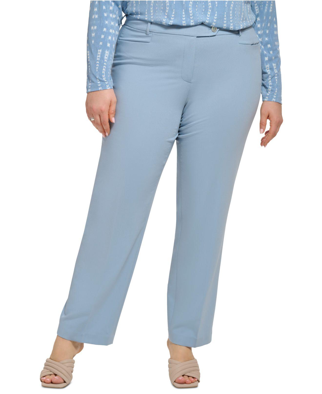 Calvin Klein Plus Size Lux Modern-fit Straight-leg Pants in Blue | Lyst