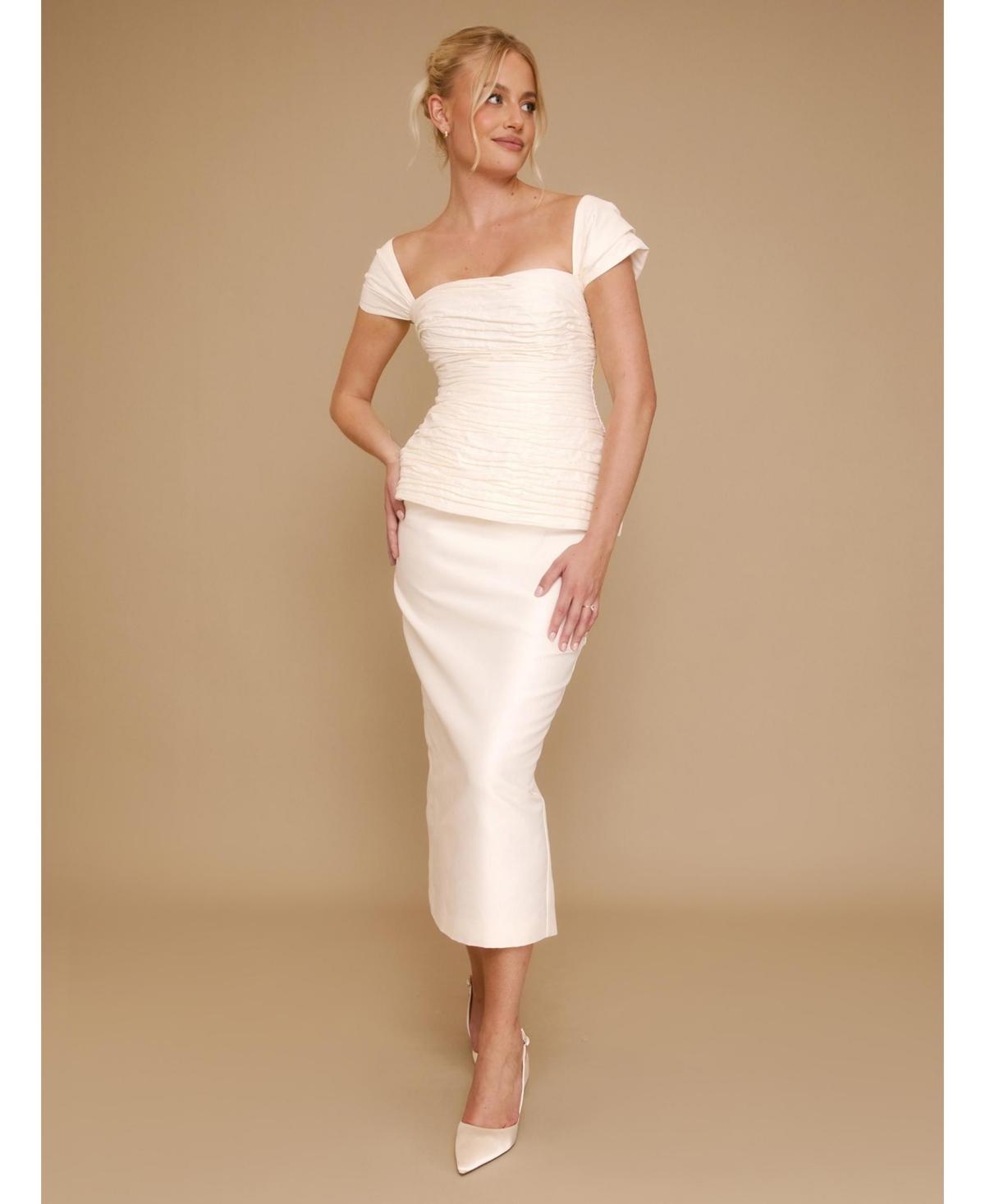 knee length dresses for ladies Bardot Peplum Midi Dress
