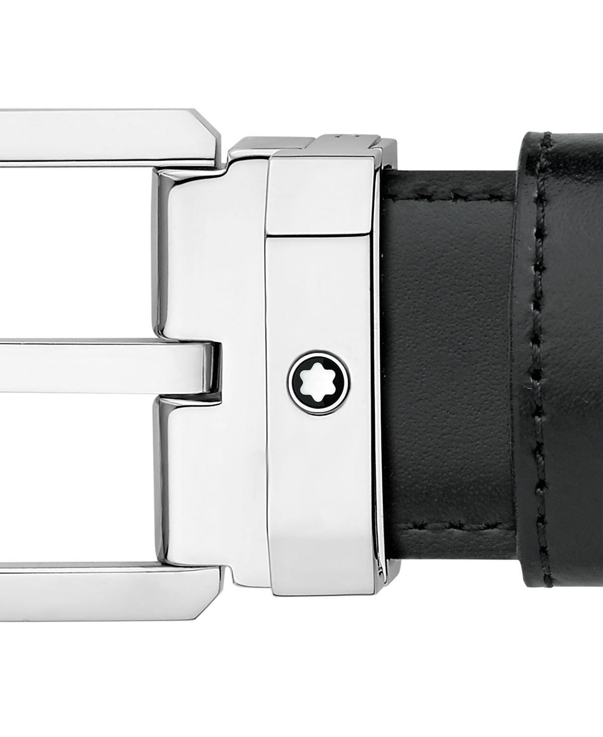 Horseshoe buckle printed black 40 mm leather belt