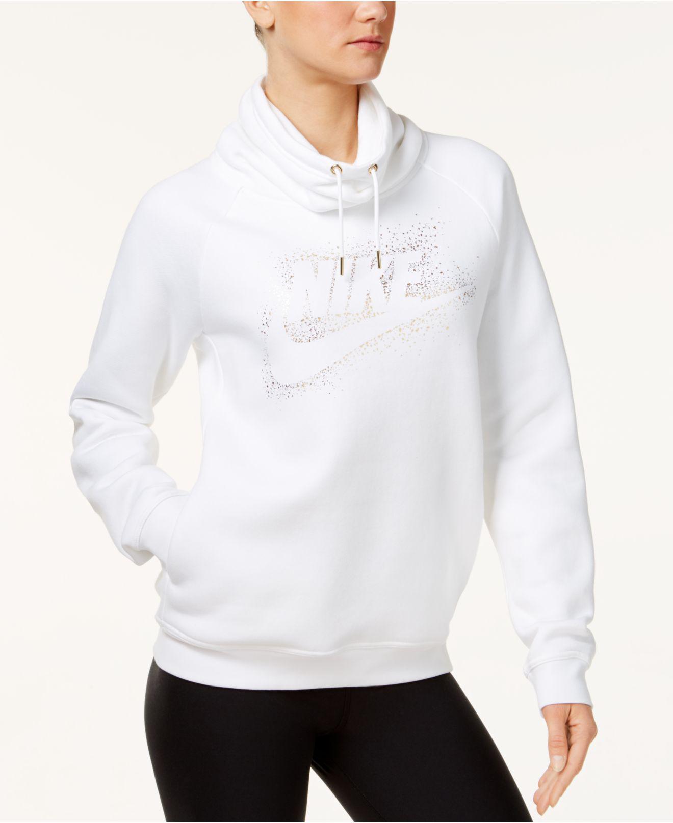 nike funnel neck hoodie white