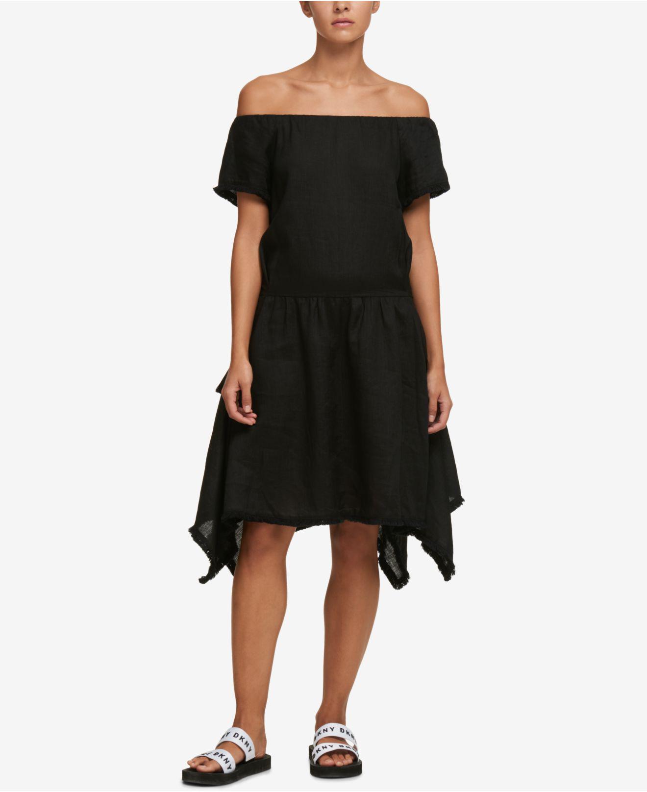 macy's black off the shoulder dress