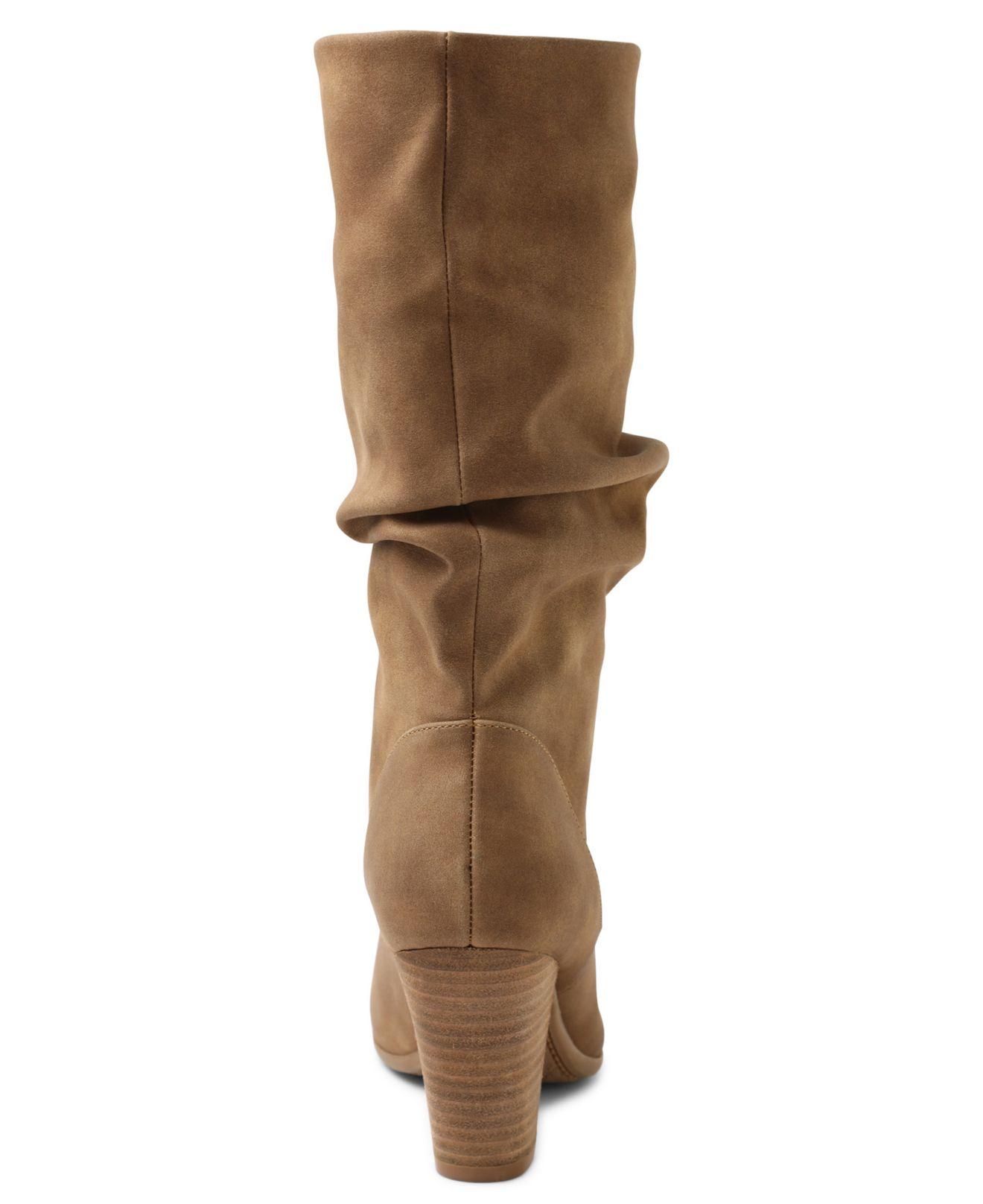 tan ruched boots