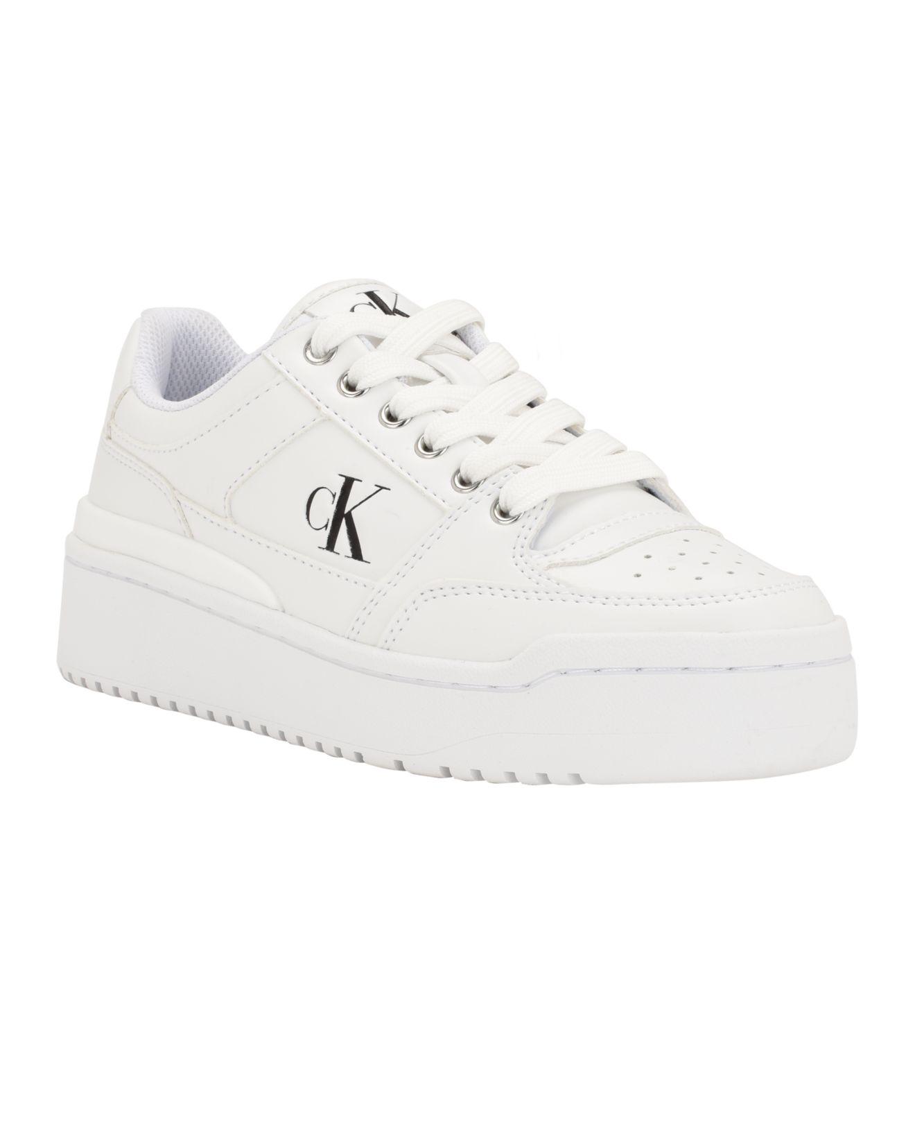 Calvin Klein Alondra Casual Platform Lace-up Sneakers in White | Lyst