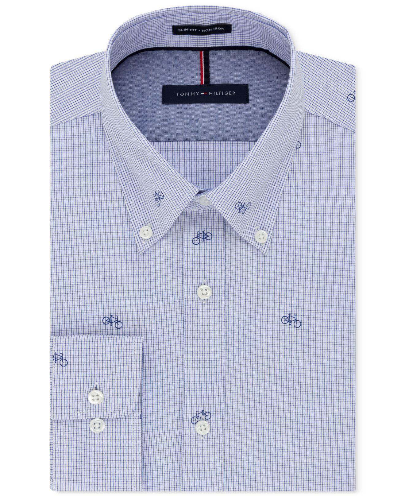 Tommy Hilfiger Cotton Men's Slimfit Noniron Azure Bicycle Print Dress
