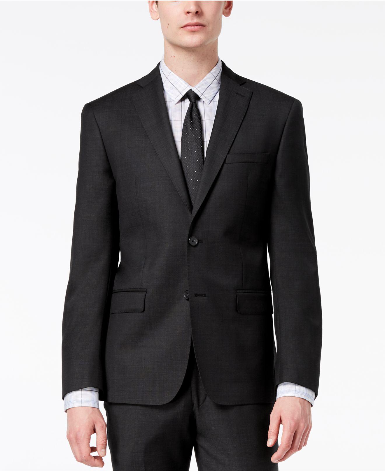 DKNY Synthetic Modern-fit Stretch Textured Suit Jacket in Black for Men ...