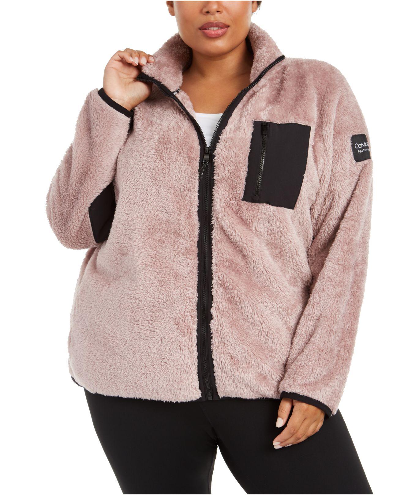 Download Calvin Klein Synthetic Plus Size Mock-neck Sherpa Jacket ...