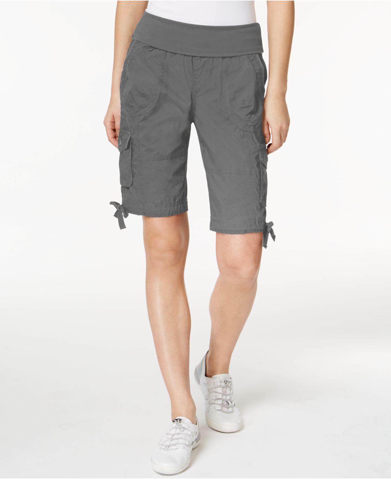 Calvin Klein Cotton Cargo Rollover Bermuda Shorts in Charcoal (Gray) - Lyst
