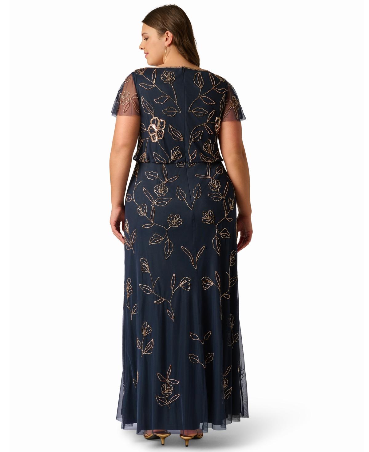 plus size adrianna papell beaded dresses Adrianna Papell Plus Size Embellished Sleeveless Gown main image 1