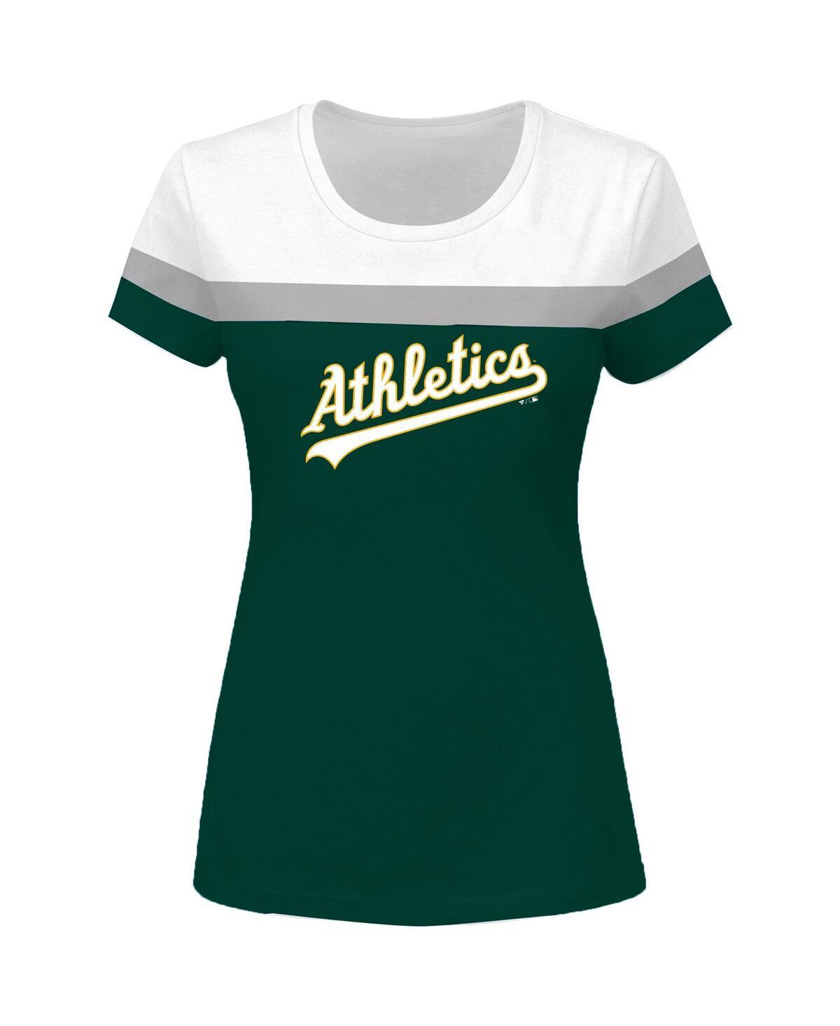 Profile White And Green Oakland Athletics Plus Size Colorblock T-shirt