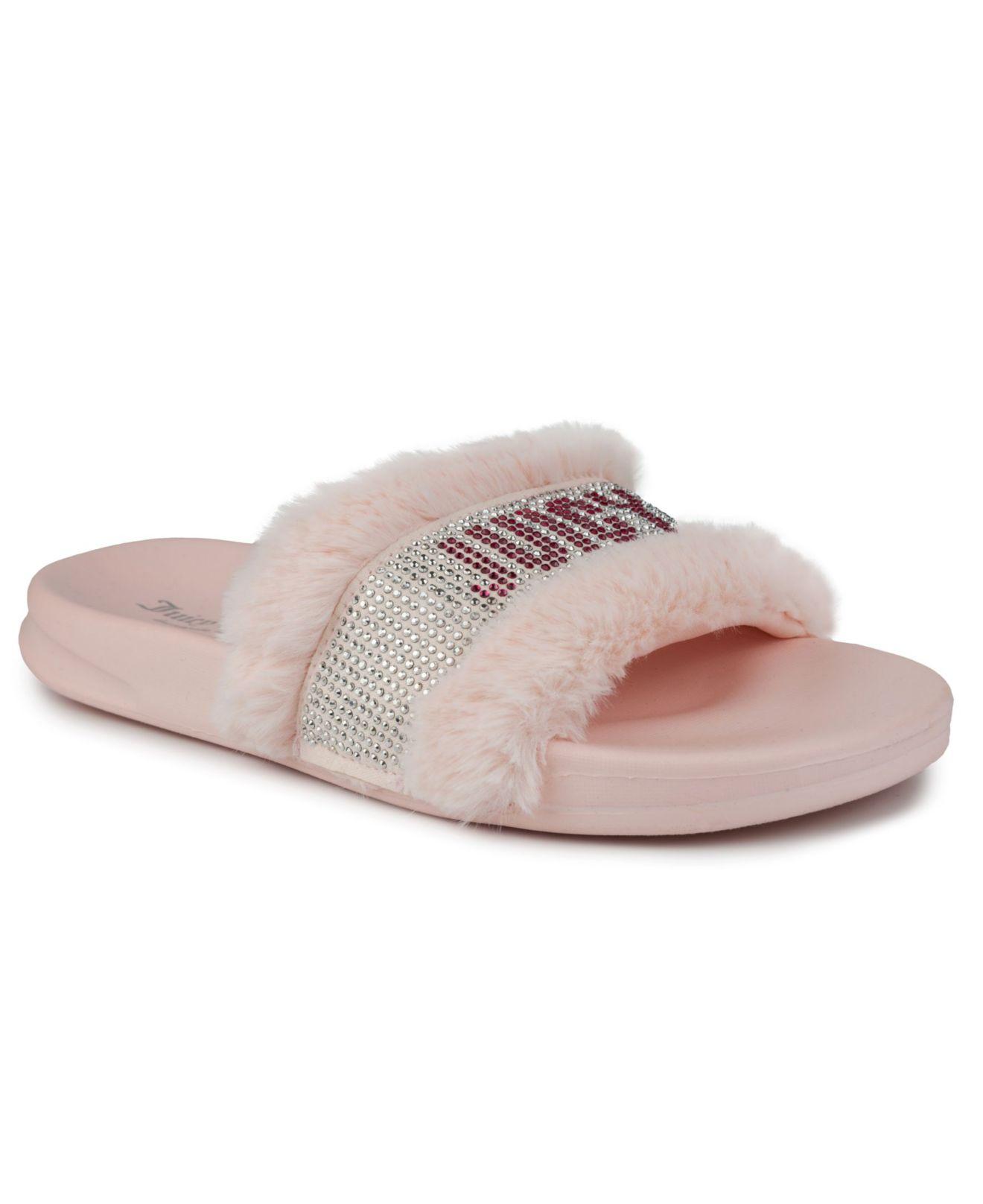 Juicy Couture Steady Faux Fur Sandal Slide in Pink | Lyst
