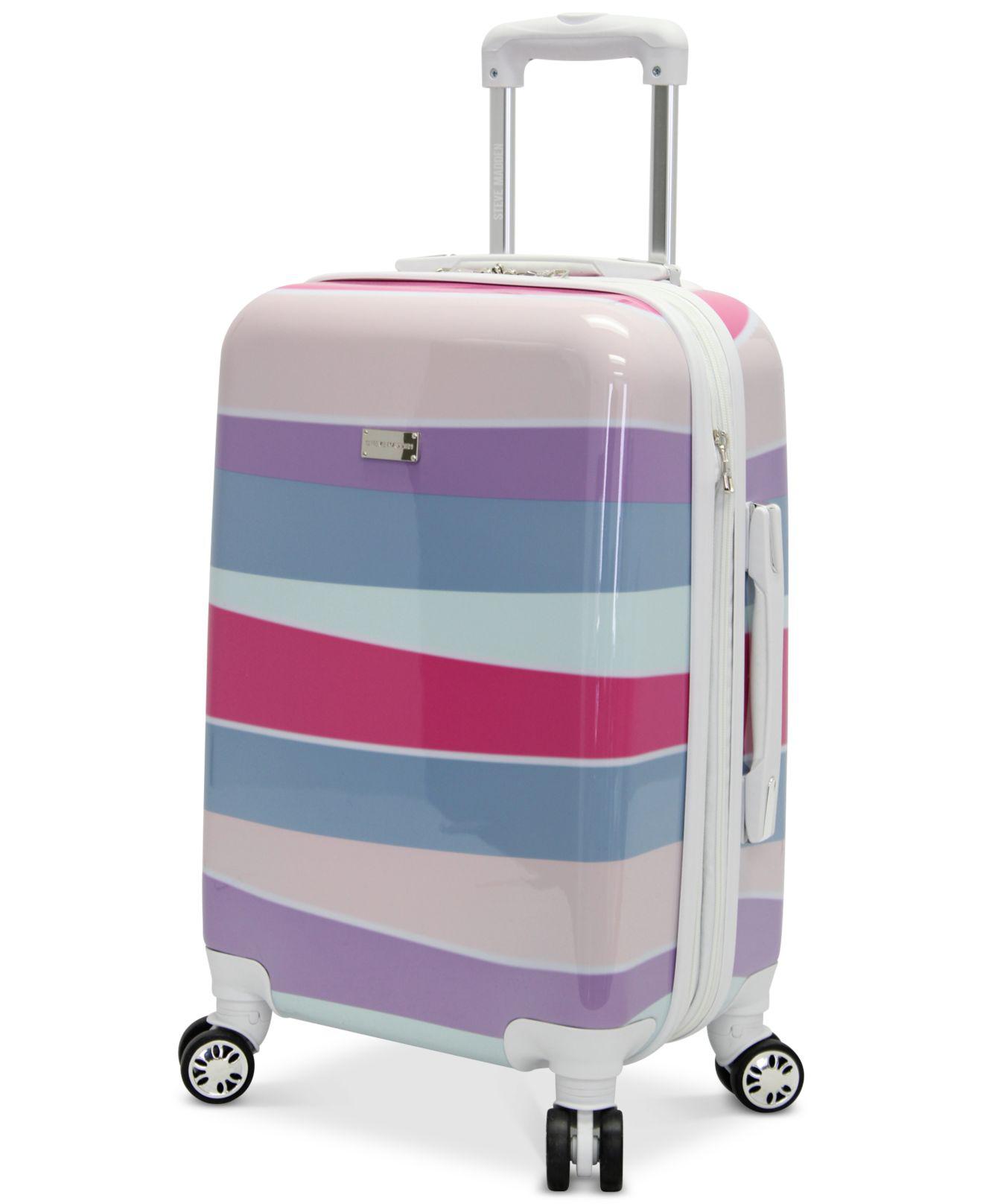 Steve Madden Stripes Expandable Hardside Carry-on Spinner Suitcase