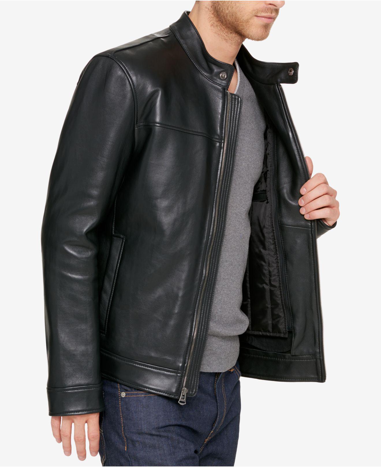 Black Men S Leather Moto Jacket With Removable Liner