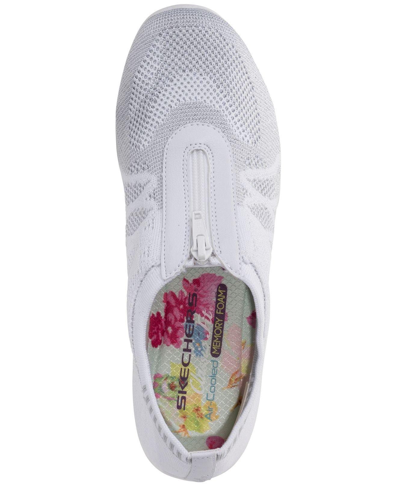 Skechers Unity Transcend Zip-up Sneaker in White/Silver (White) | Lyst