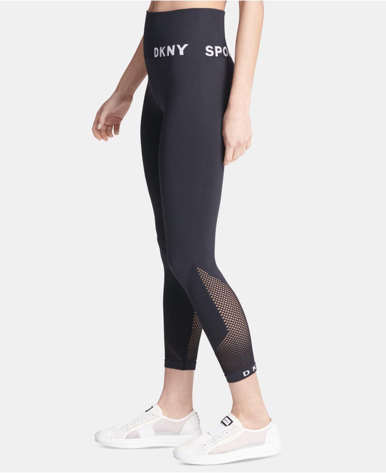 DKNY Synthetic Sport High-waist Seamless Ankle Leggings in Black - Lyst