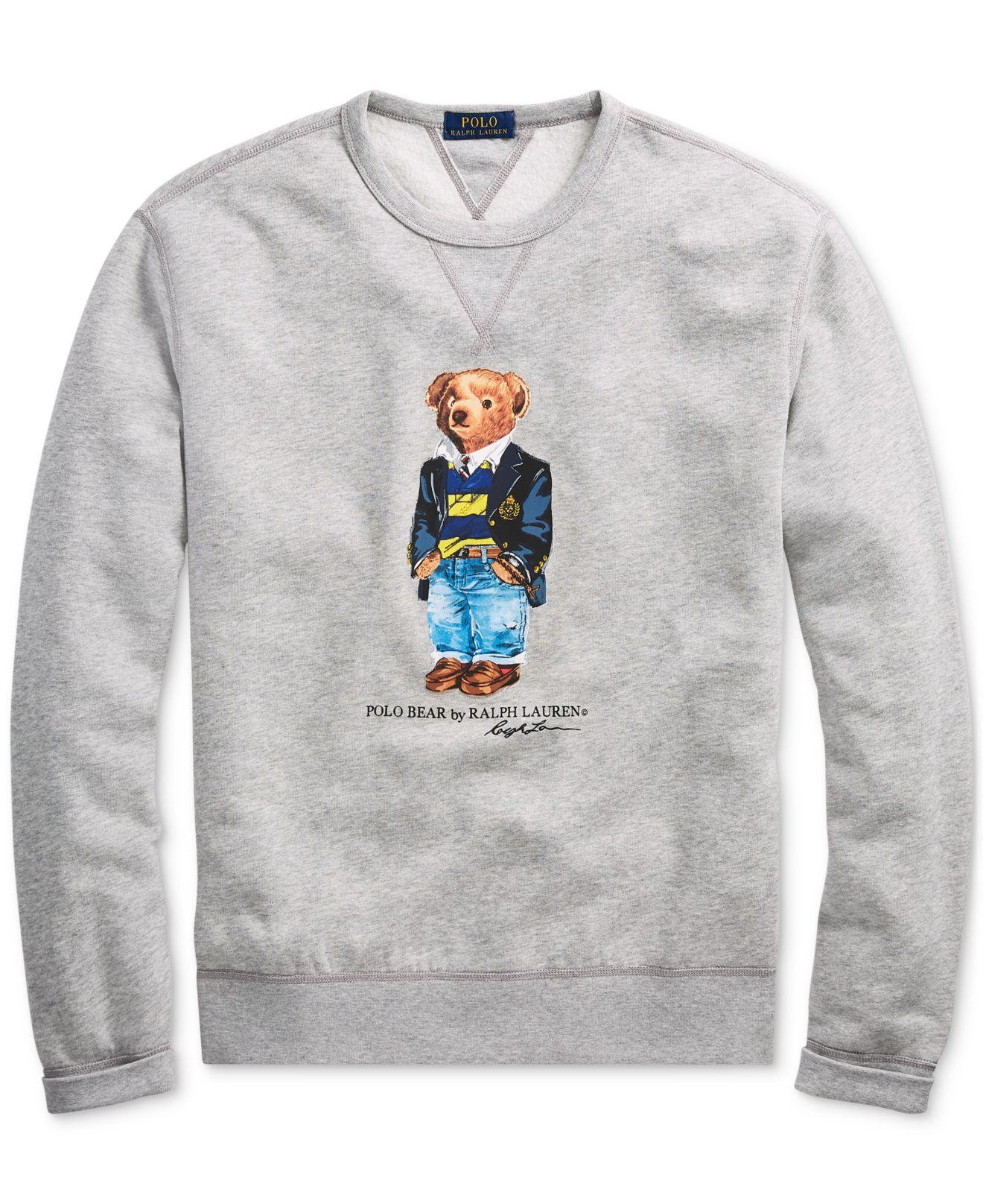 Polo Ralph Lauren Preppy Bear Fleece Sweatshirt in Gray for Men - Lyst