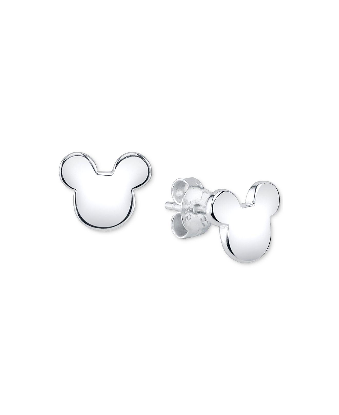 Disney 's Mickey Mouse Stud Earrings In Sterling Silver