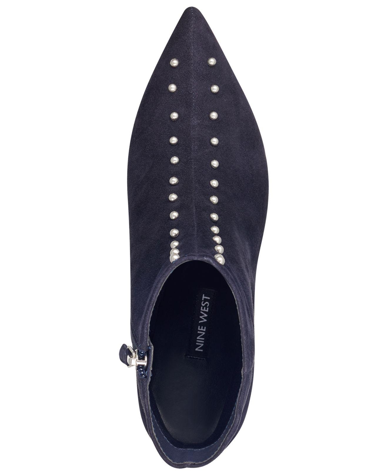 zyrannia pointy toe studded booties