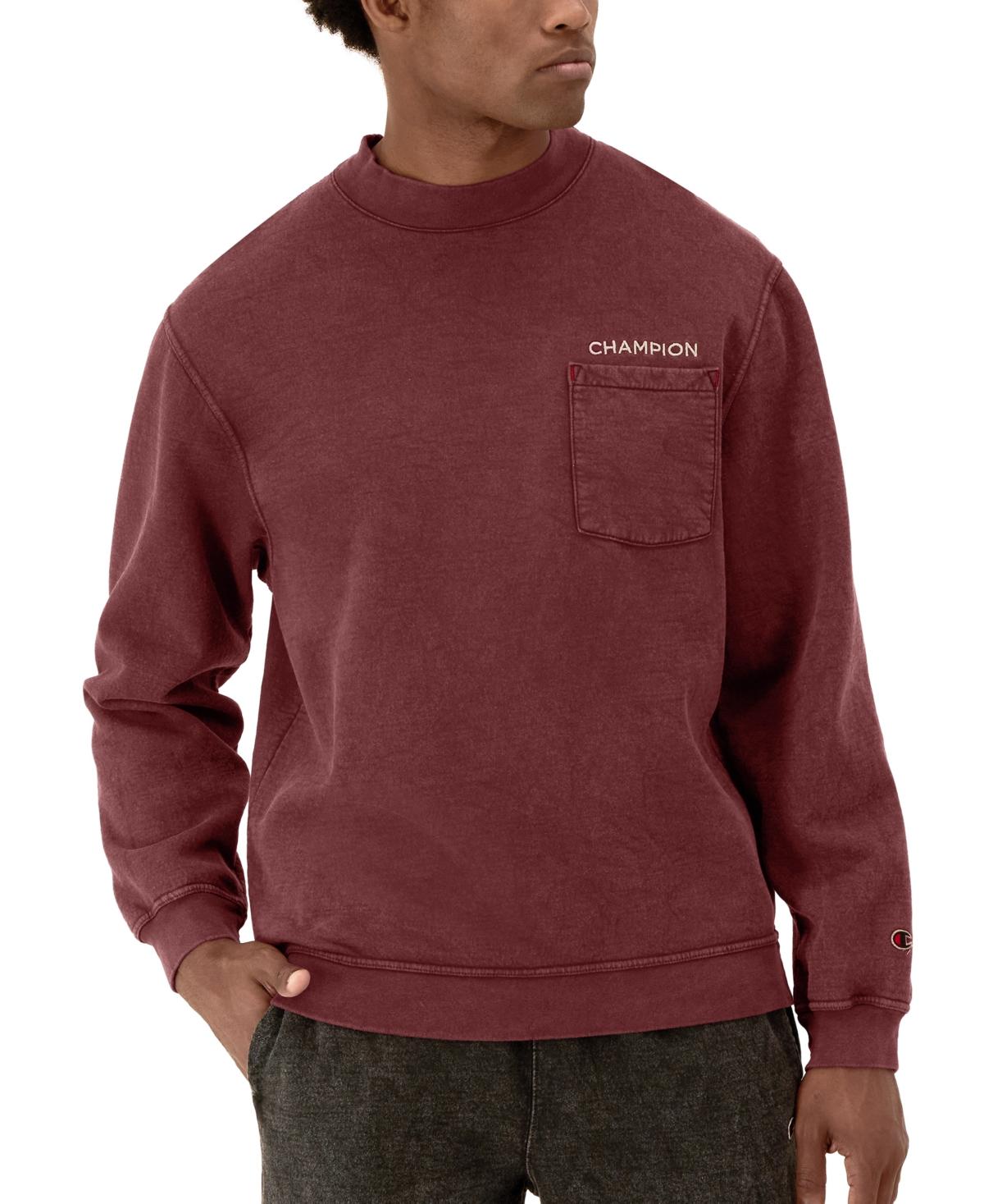 Champion Washed Pocket Crewneck Sweatshirt in Red for Men | Lyst