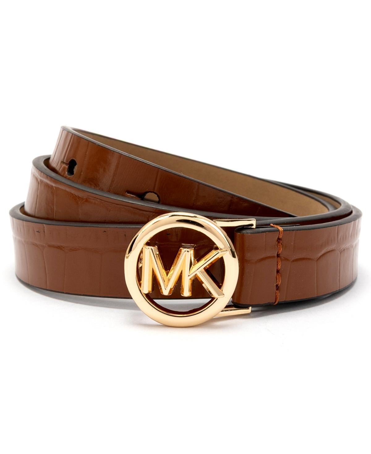Michael Kors Logo Skinny Leather Belt in Brown | Lyst