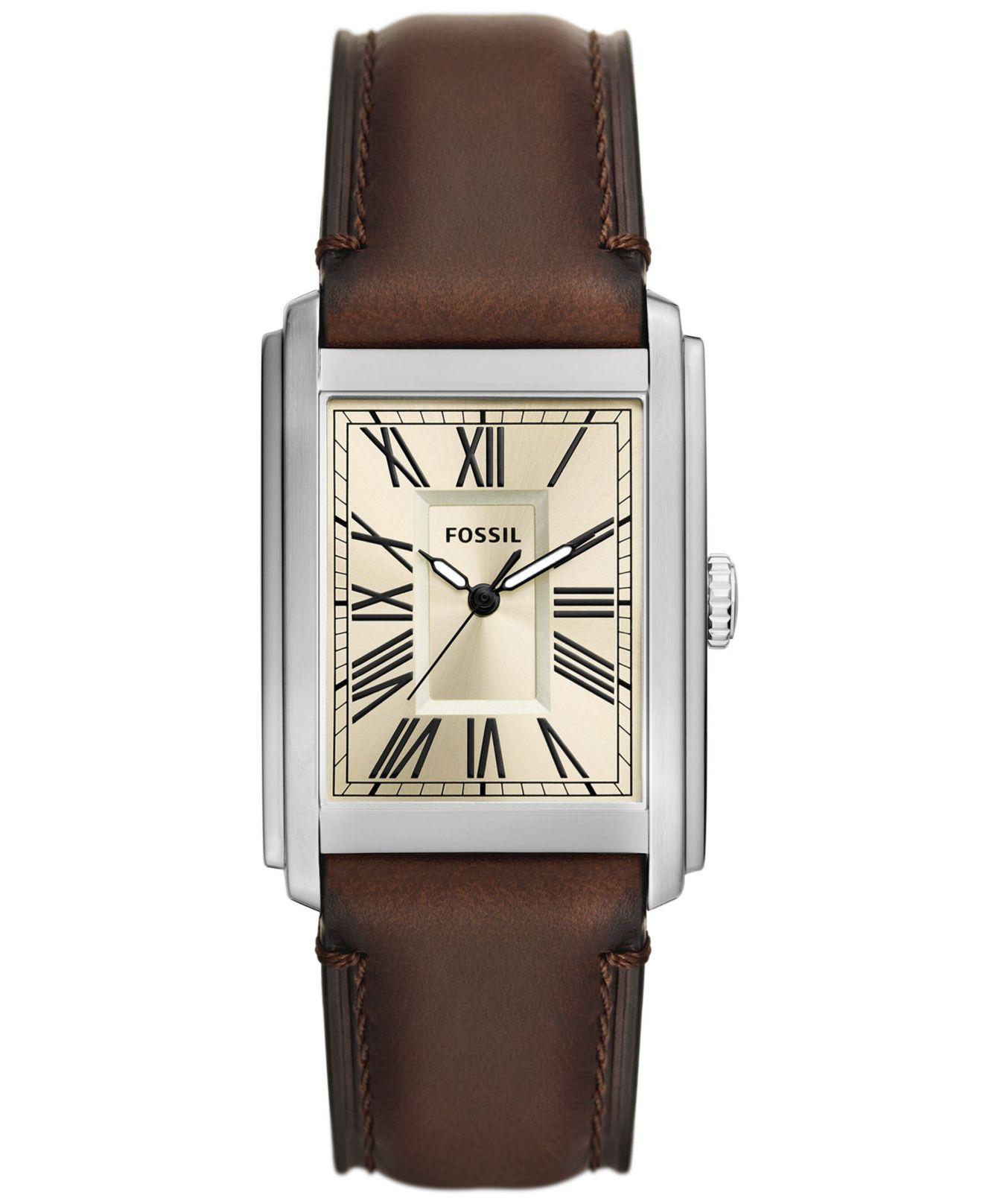 Fossil Carraway Threehand Brown Leather Watch, 30mm for Men Lyst