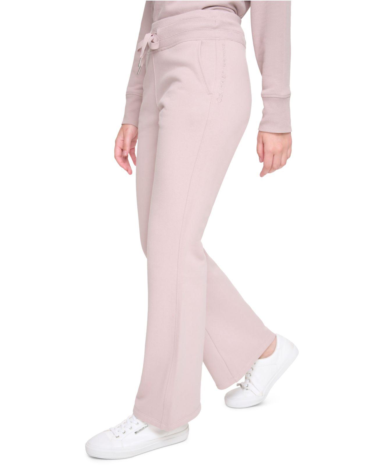 Calvin Klein High Waist Full Length Flare Pants in Pink | Lyst