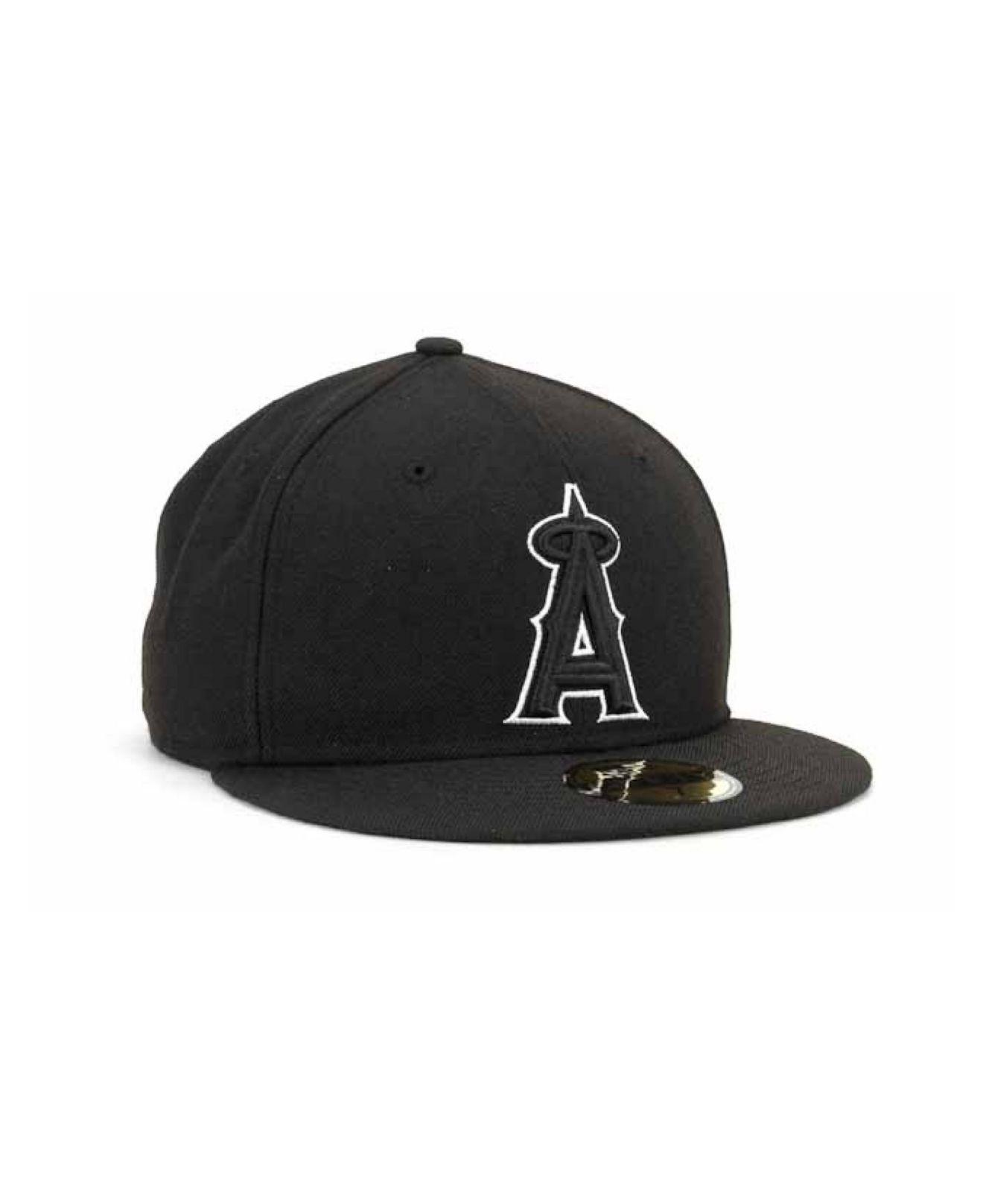 KTZ Los Angeles Angels Of Anaheim Mlb Black And White Fashion 59fifty Cap  for Men