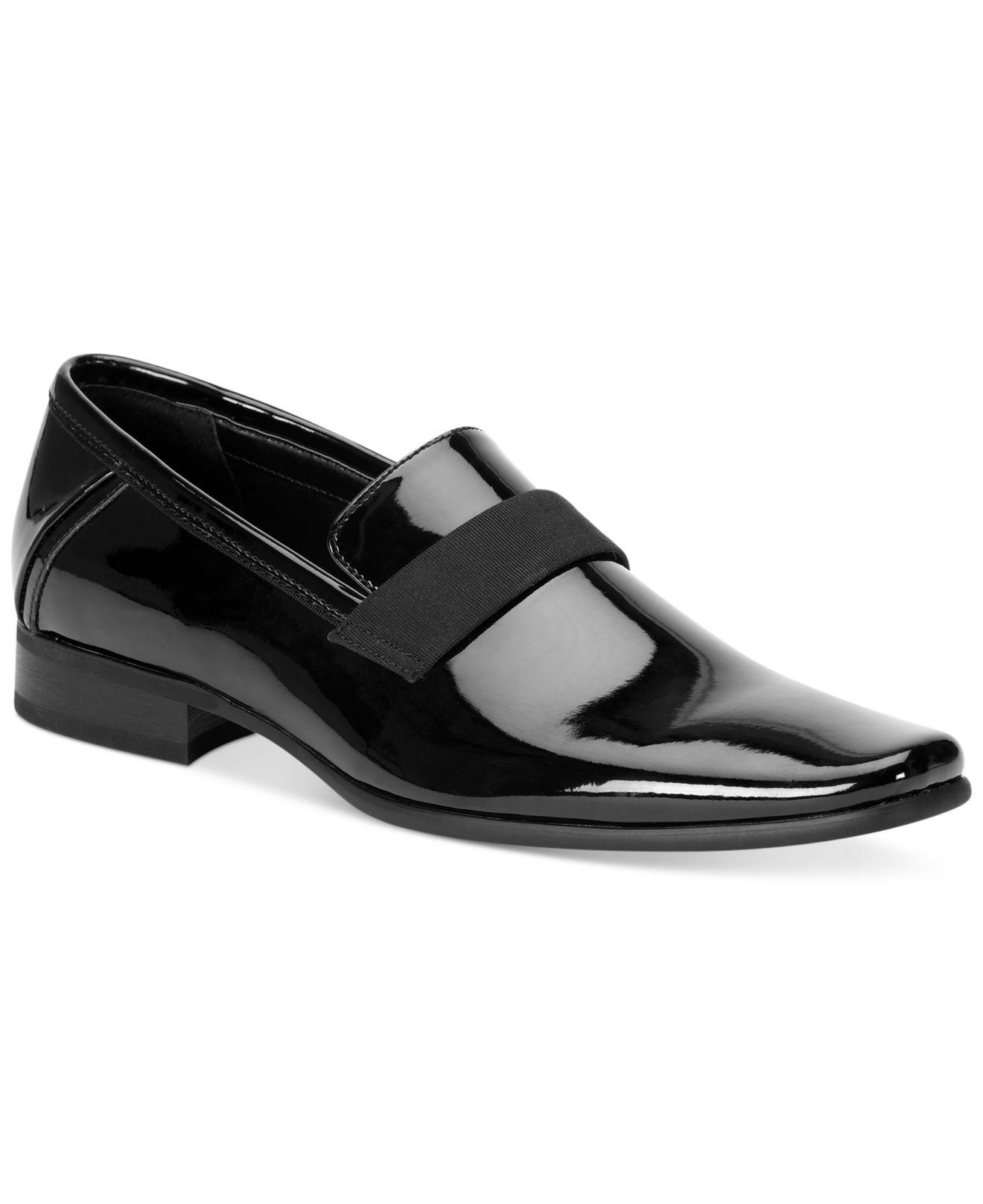 Calvin Klein Leather Bernard Tuxedo Dress Shoes in Black Patent 