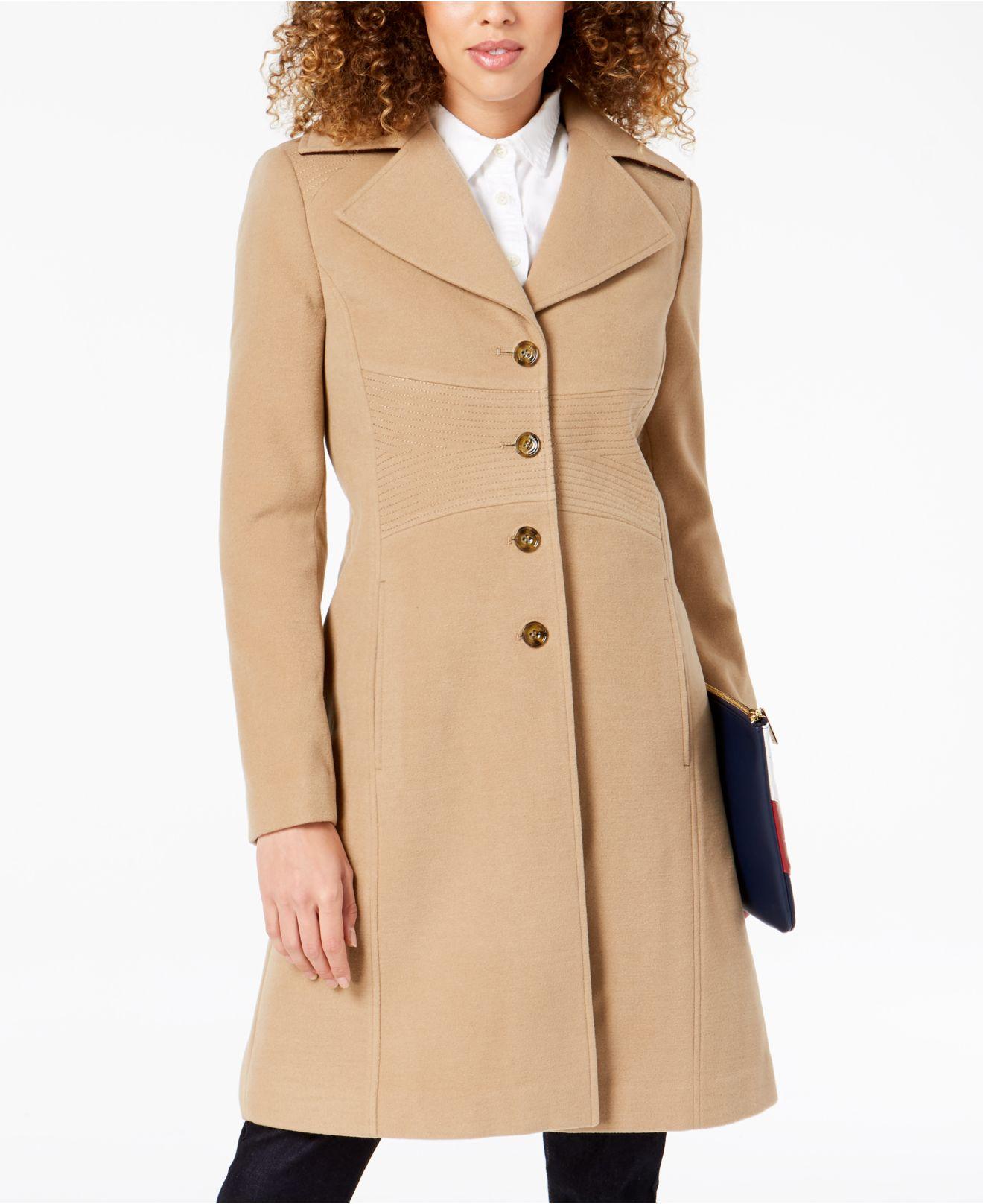 Howme Womens Lapel Long Classics Wool-Blend Slim Fitted Walker Coat