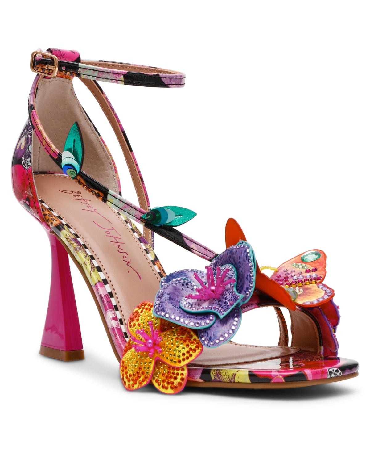Betsey Johnson Sandali Donna Fawn Slip On Tacco Con Fiocco Perle, Floreale Nudo, Taglia 39 EU
