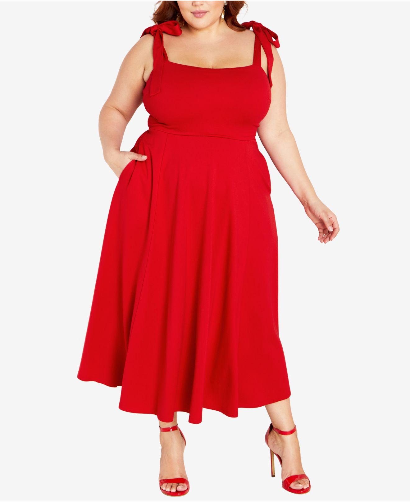 City Chic Trendy Plus Size Monroe Midi Dress in Red | Lyst