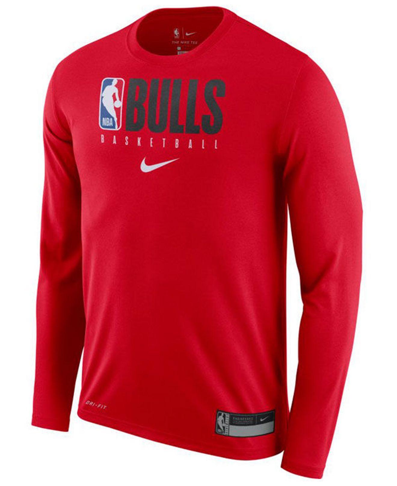 Nike Synthetic Chicago Bulls Team Practice Long Sleeve T-shirt in Red ...