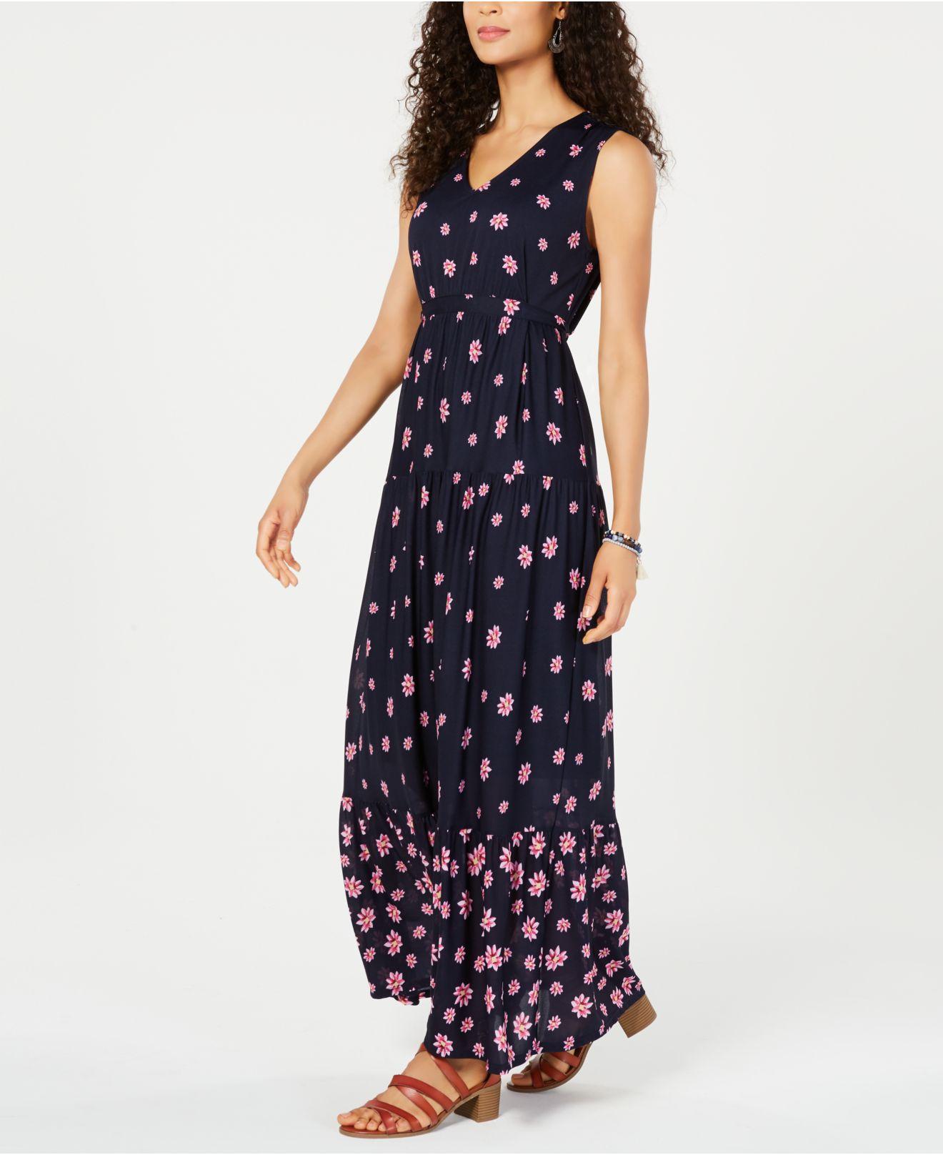 Style & Co. Synthetic Floralprint Tiered Maxi Dress, Created For Macy