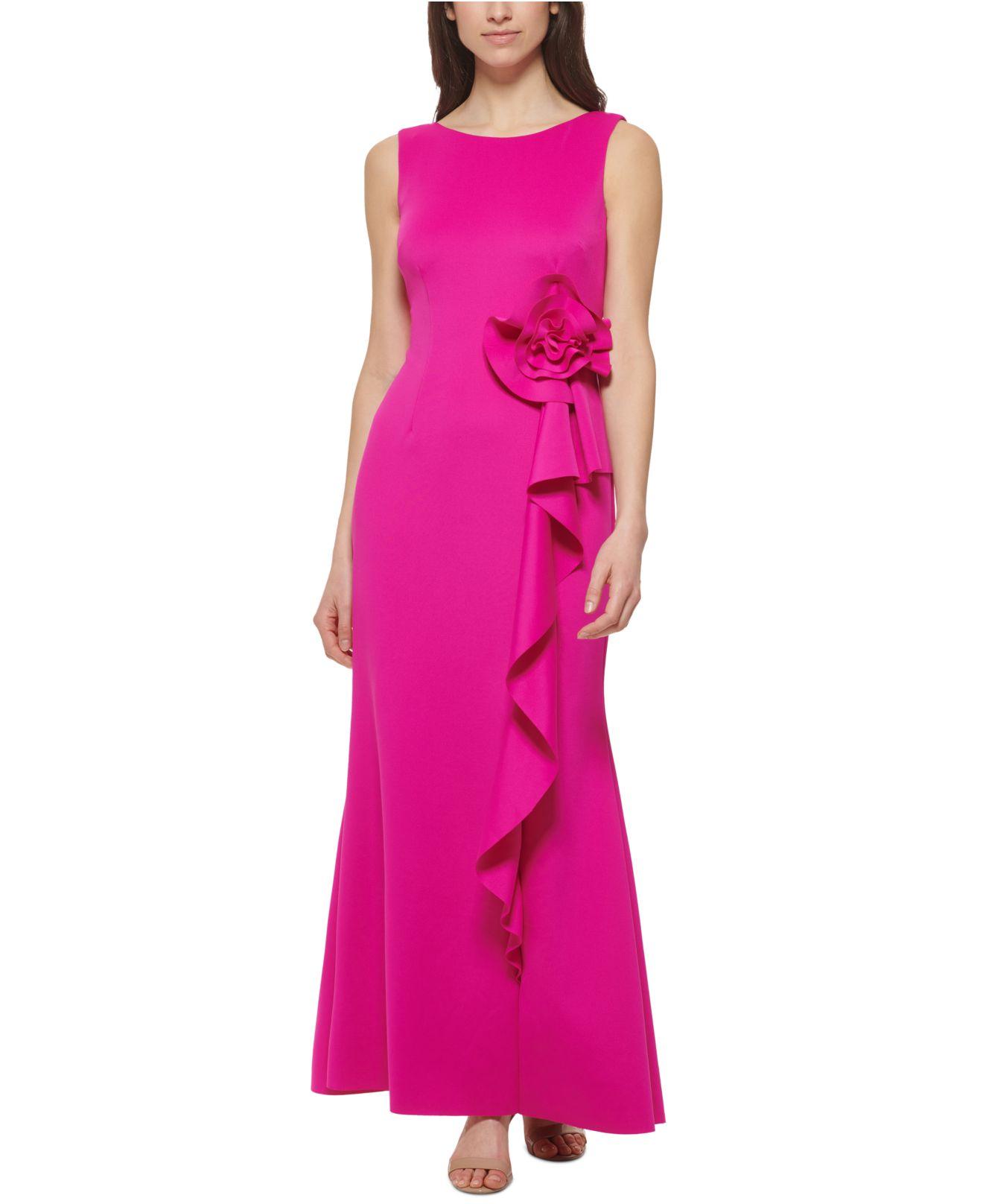 Jessica Howard Petite Ruffle Scuba Gown in Pink | Lyst