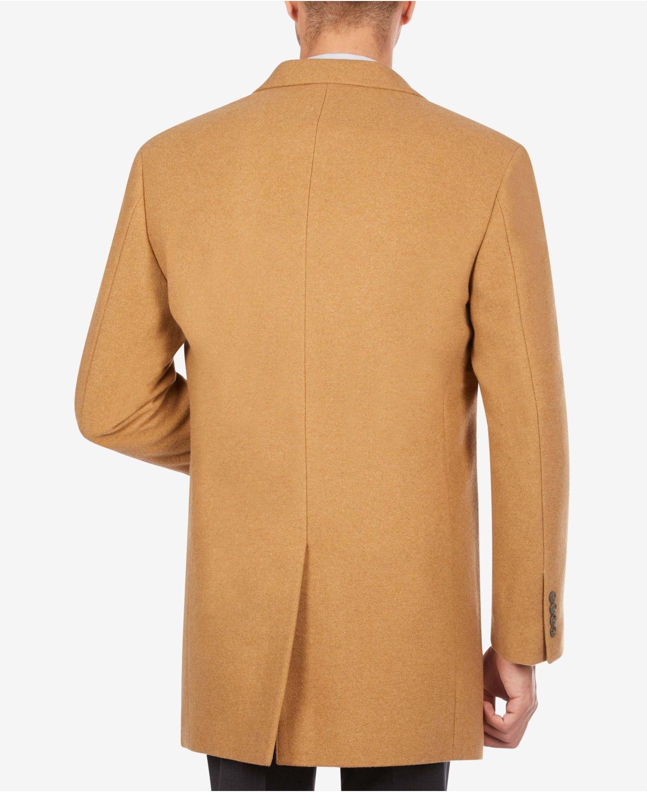 Calvin Klein Wool Men's Prosper Extra-slim Fit Overcoat in Camel (Natural)  for Men - Lyst