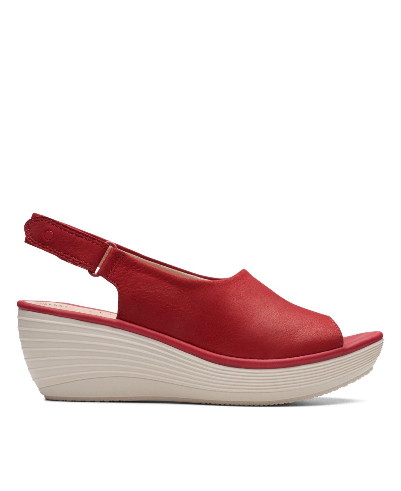 Clarks Reedly Shaina Wedge Sandal in Red | Lyst
