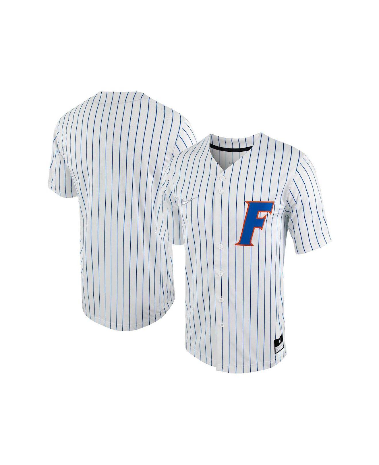 Nike White, Royal Florida Gators Pinstripe Replica Fullbutton Baseball