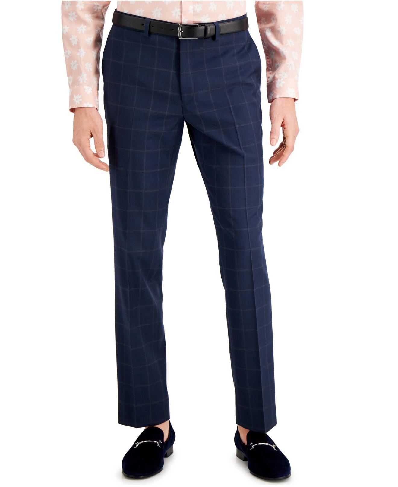 Blue Windowpane Plaid Suit Pants 