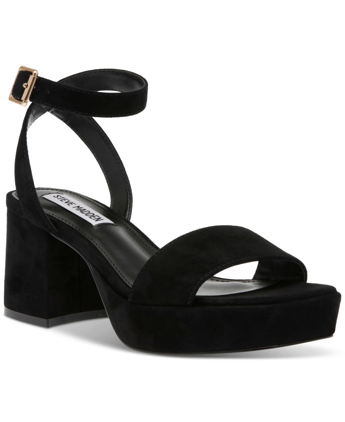 Steve Madden Mercerr Two-piece Block-heel Dress Sandals in Black | Lyst