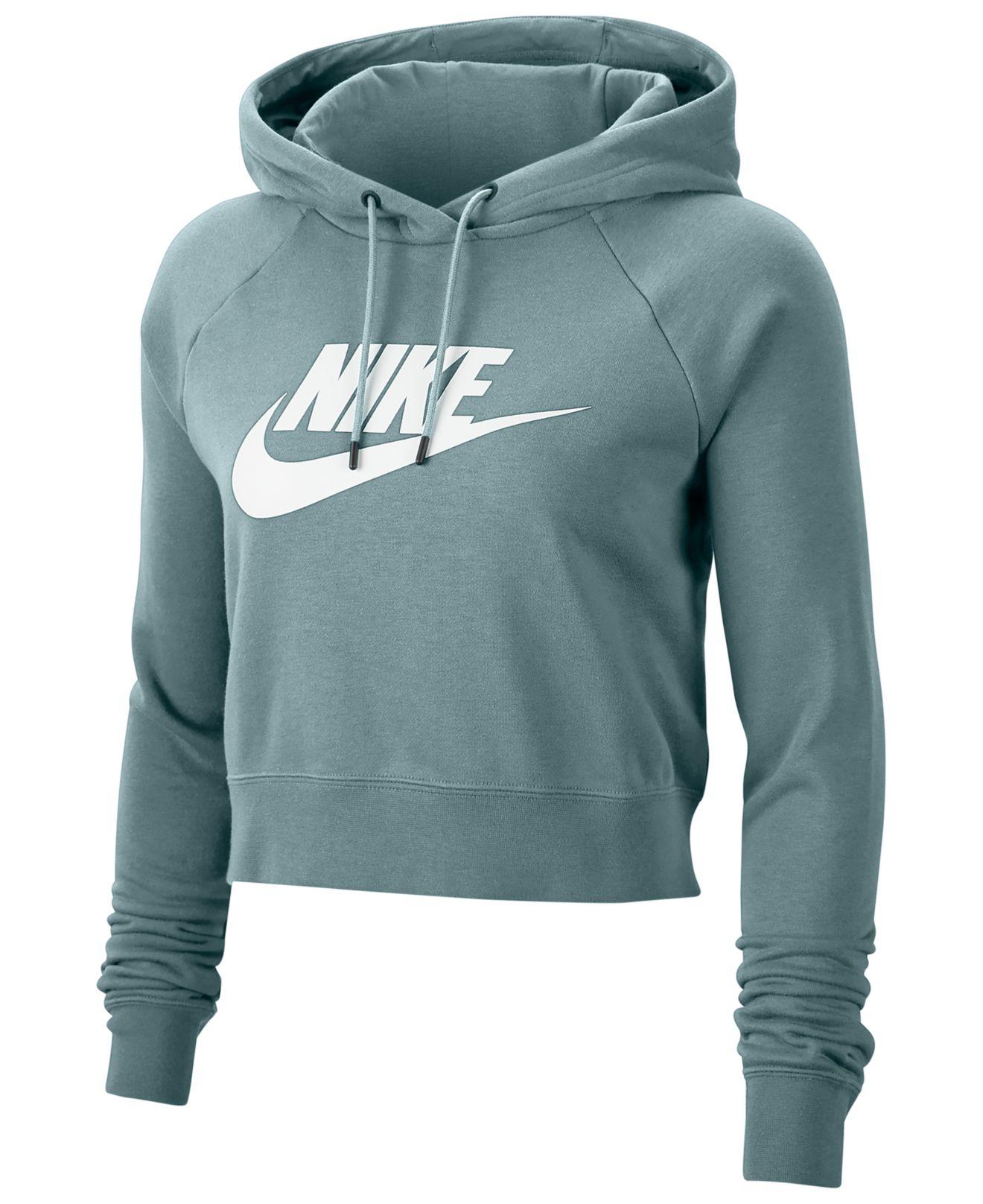 Nike Fleece Sportswear Essential Cropped Hoodie in Blue - Lyst
