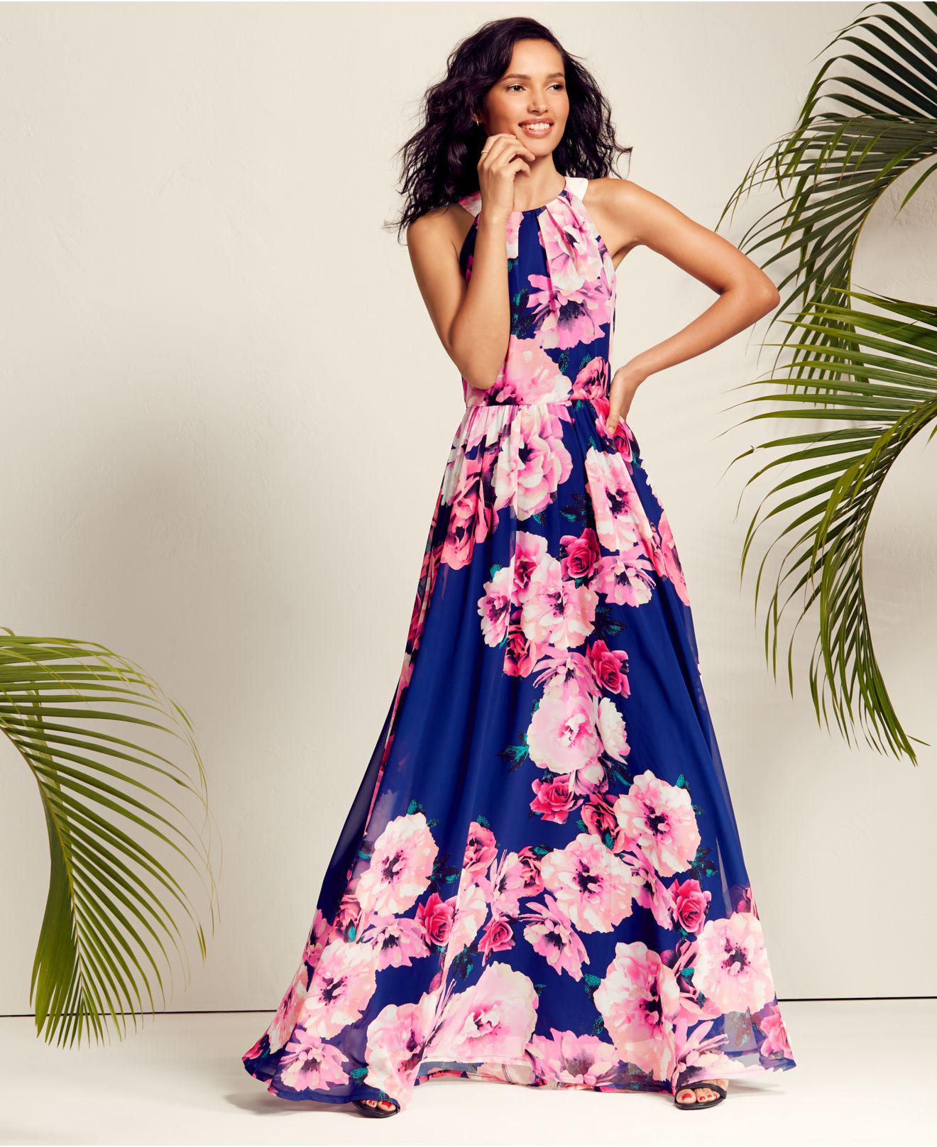 Petite Belted Floral-print Maxi Dress 