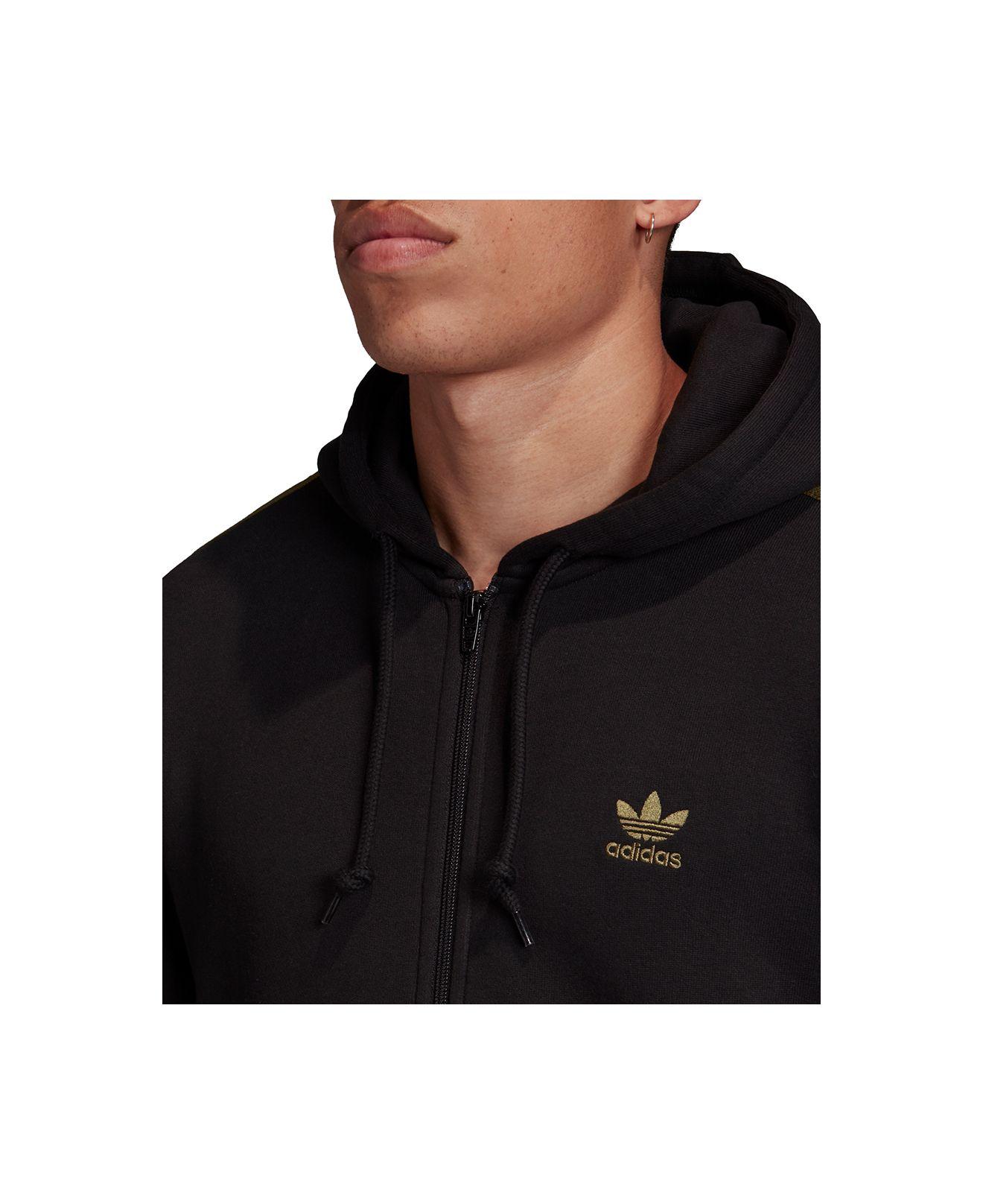 adidas Originals Camo 3 Stripes Zip Hoodie in Black for Men | Lyst