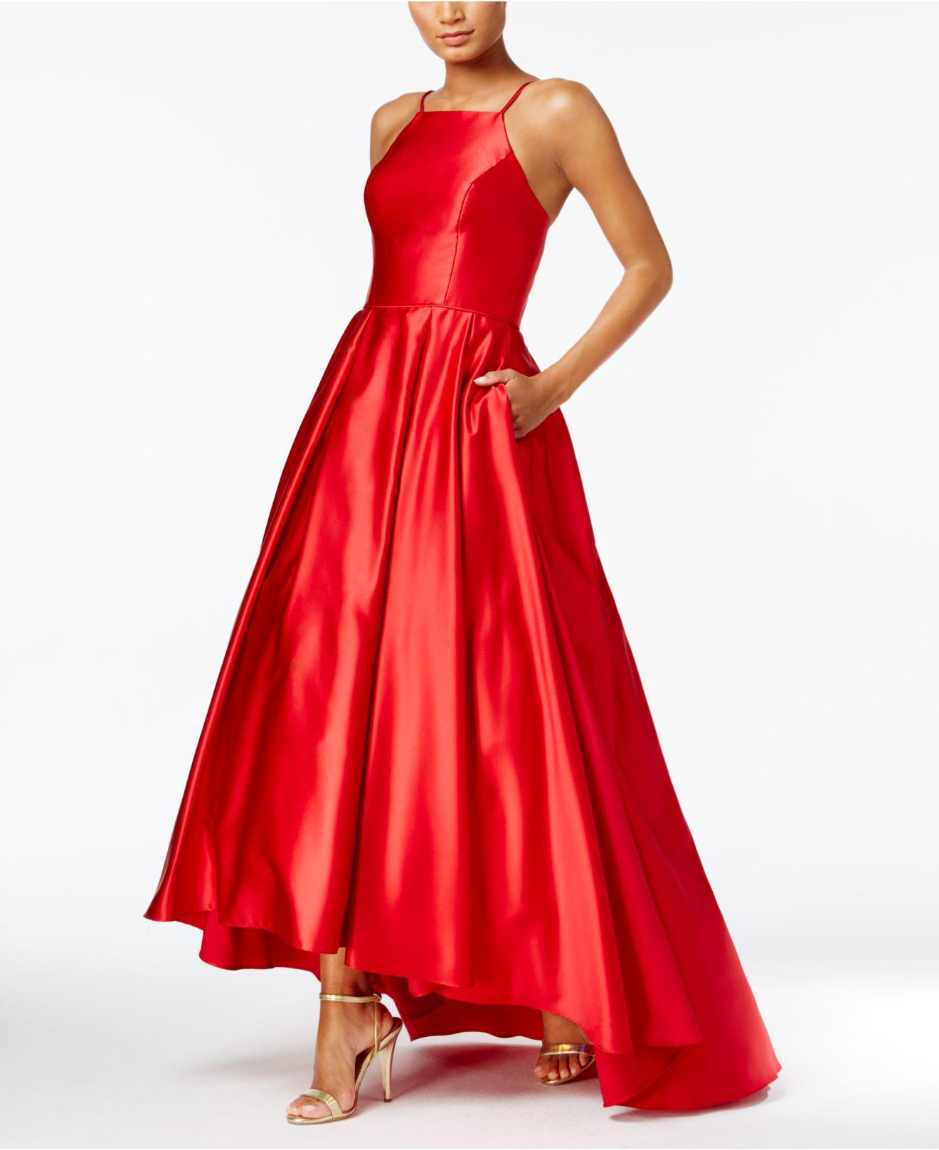 betsy and adam high low satin dress