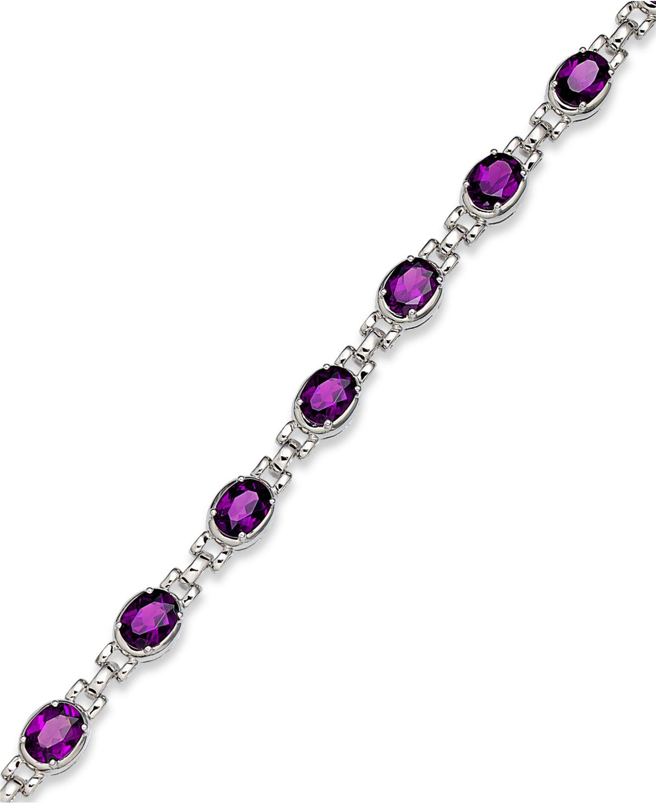 Macy's Sterling Silver Bracelet, Amethyst Oval Link Bracelet (11 Ct. T