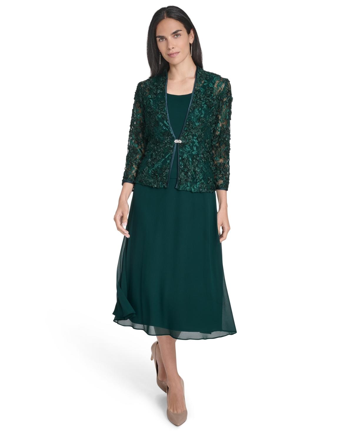 jessica howard green lace dress Petite Jacket & Chiffon Midi Set in LowStock:43732130627635