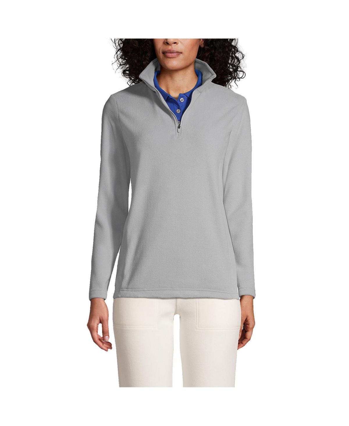 Lands End Thermacheck 100 Fleece Quarter Zip Pullover Top in Gray Lyst