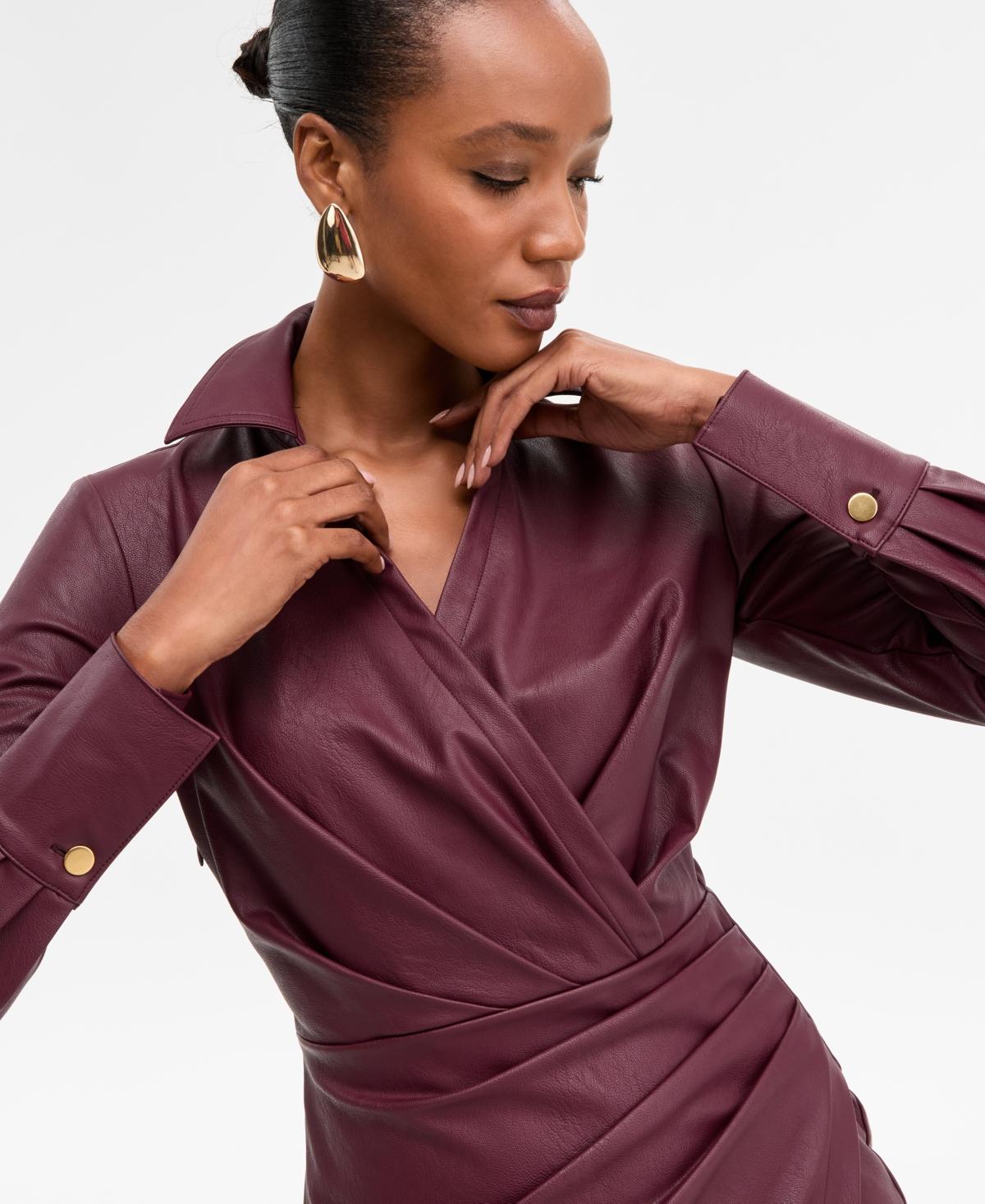 inc faux leather dress INCOGNITO LASER CUT OUT FAUX LEATHER SHIRT DRESS – AKIRA main image 1
