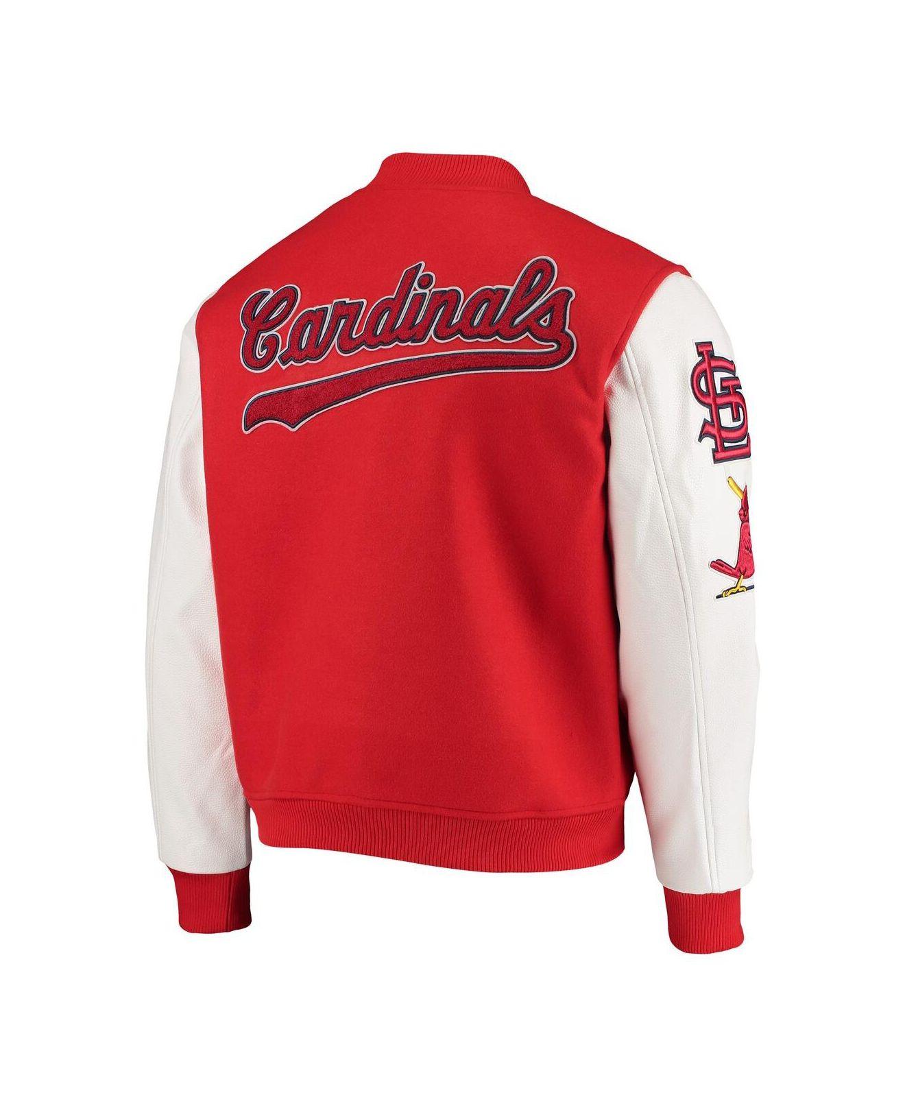 Men's Pleasures White St. Louis Cardinals Full-Snap Varsity Jacket Size: Large