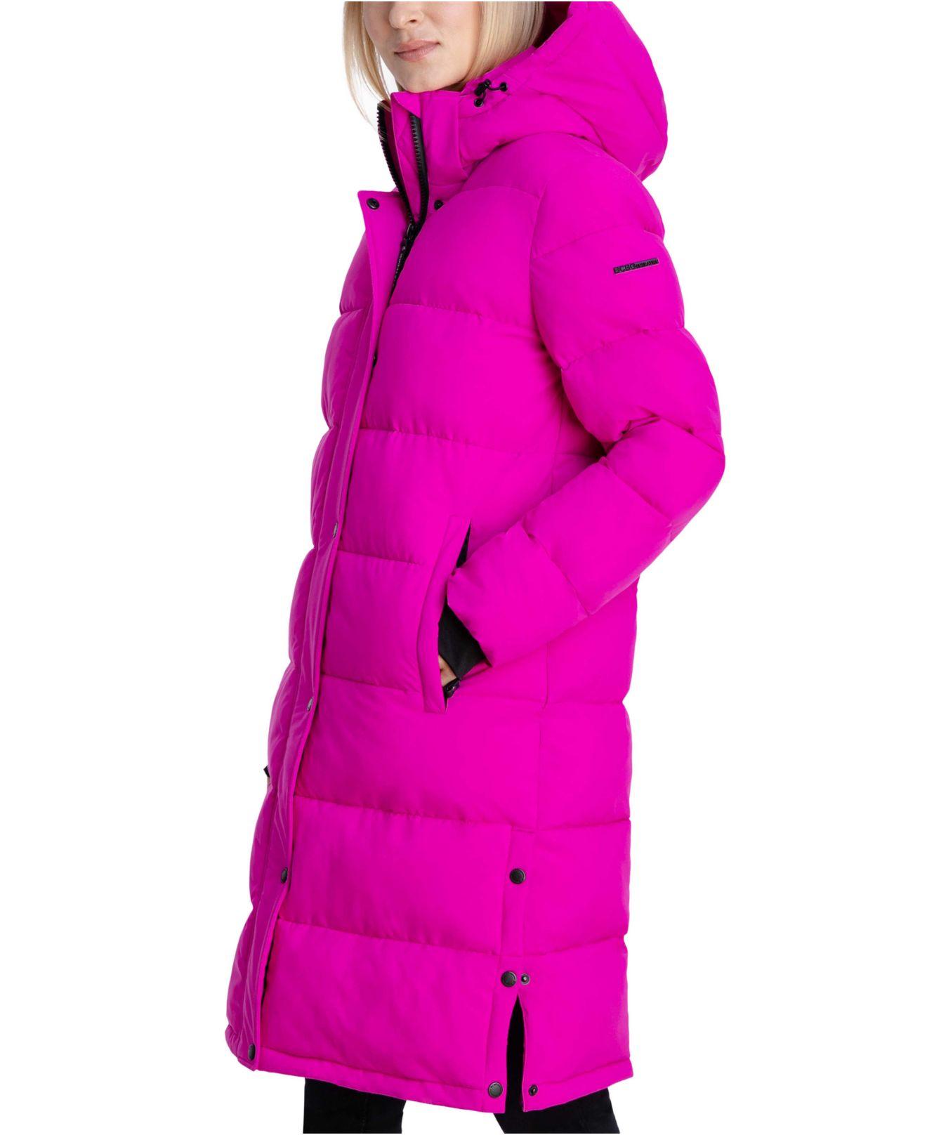 BCBGeneration Synthetic Hooded Puffer Coat in Bright Magenta (Pink) | Lyst