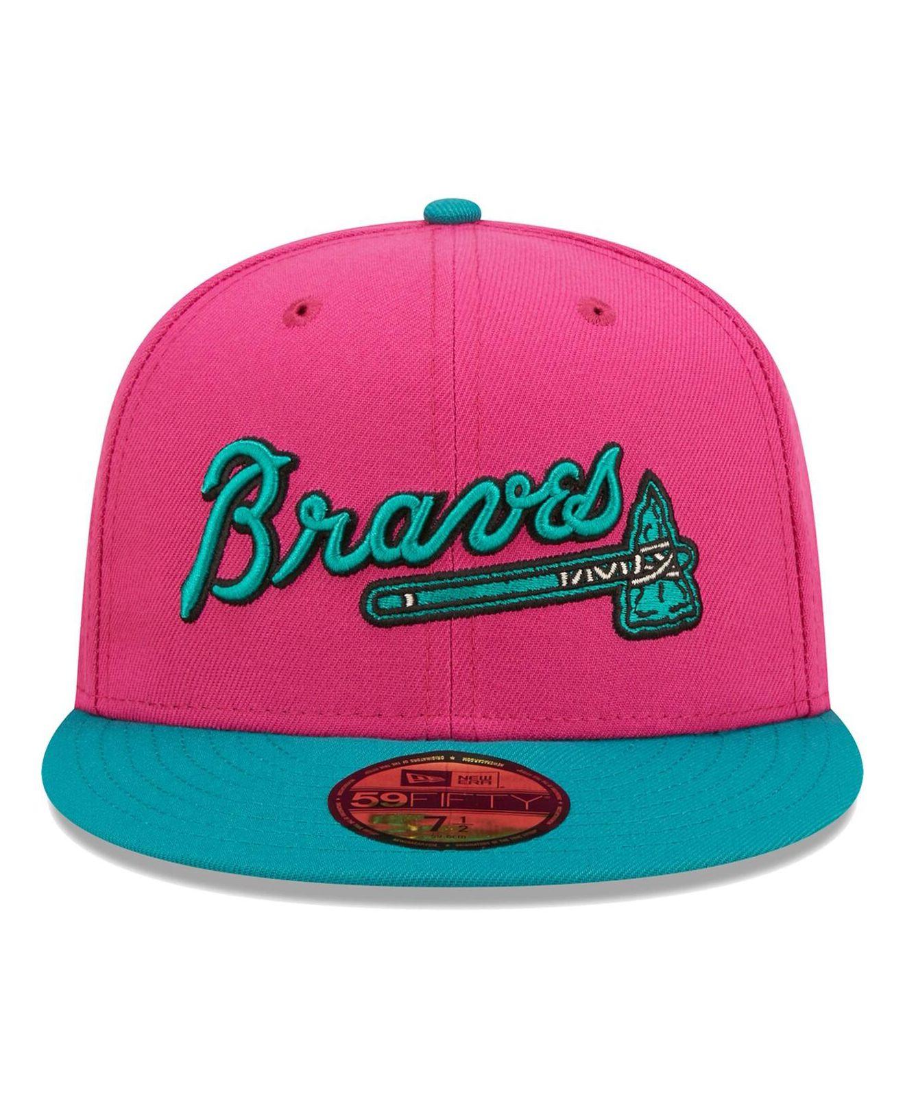 KTZ Pink, Green Atlanta Braves Cooperstown Collection Passion Forest 59fifty  Fitted Hat for Men